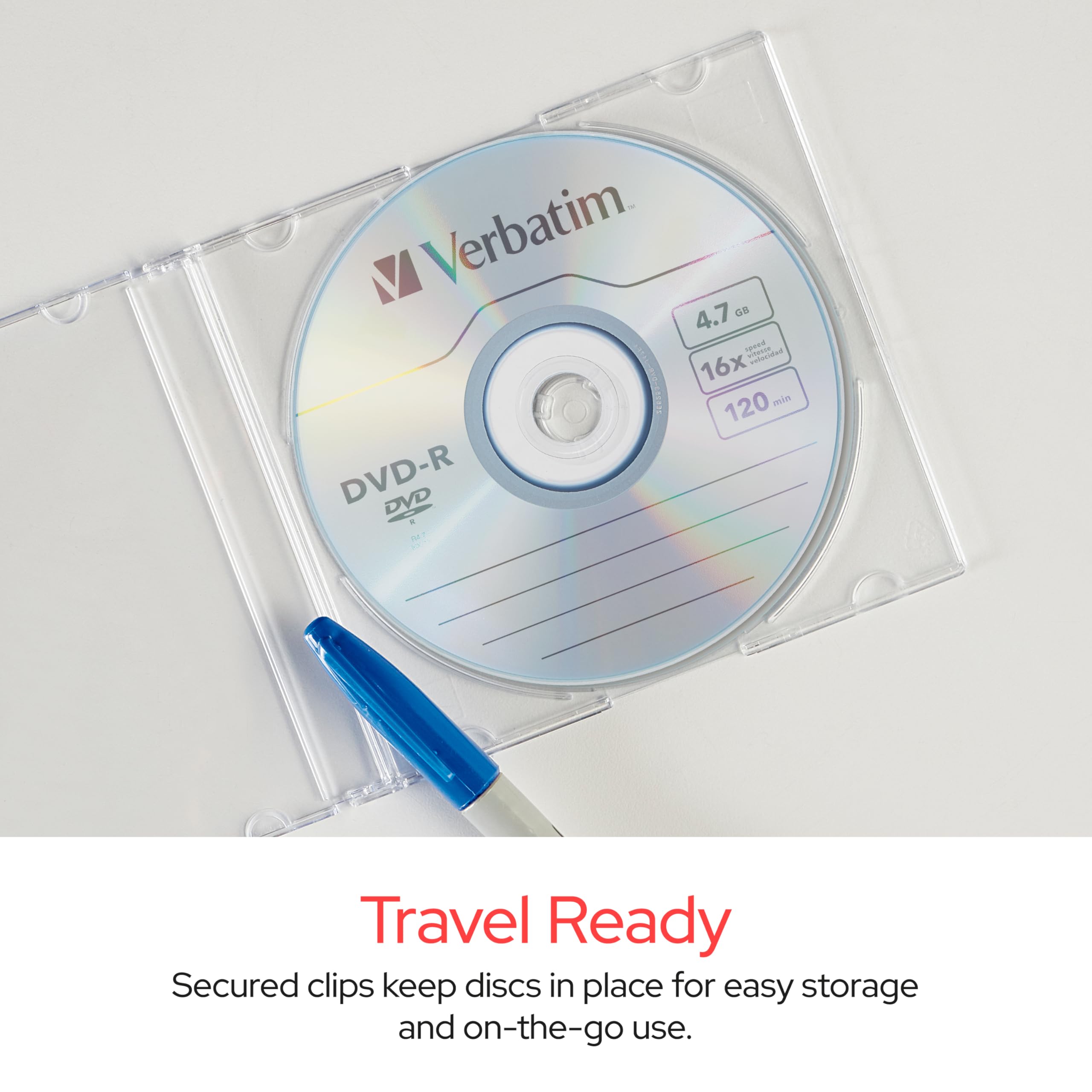 Verbatim CD DVD Blu-Ray Clear Slim Jewel Cases, 5.2 mm – 25 Pack